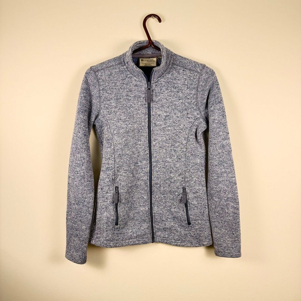 Mountain Warehouse Womens Blue Marl Knit Fleece Full Zip Jacket Size US 4 UK 8